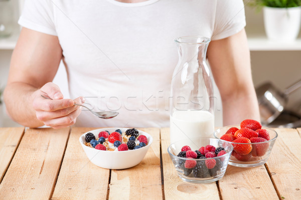 Foto d'archivio: Sani · nutriente · yogurt · cereali · fresche · greggio