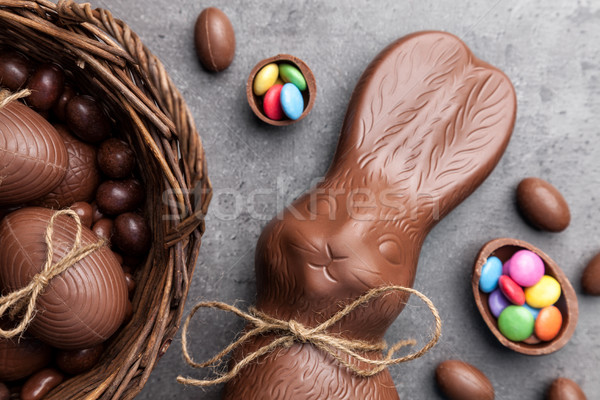 Stockfoto: Chocolade · Easter · Bunny · eieren · houten · heerlijk · Pasen