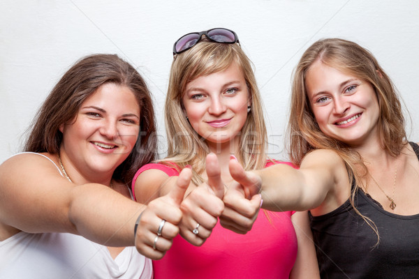 Group of happy friends giving the thumbs up Stock photo © tommyandone