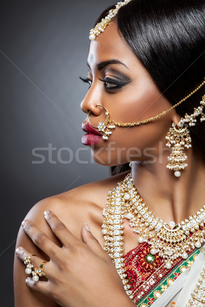 Exotic Indian bride dressed up for wedding Stock photo © tommyandone
