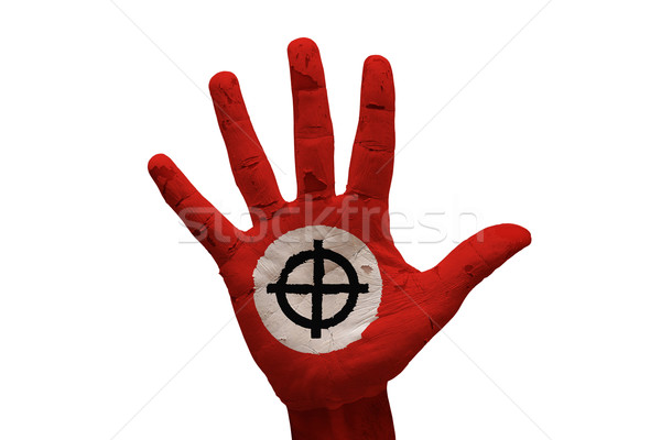 Dłoni celtic krzyż człowiek strony malowany Zdjęcia stock © tony4urban