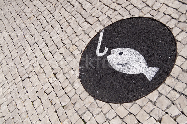 Lisszabon halászat szimbólum város Portugália festék Stock fotó © tony4urban