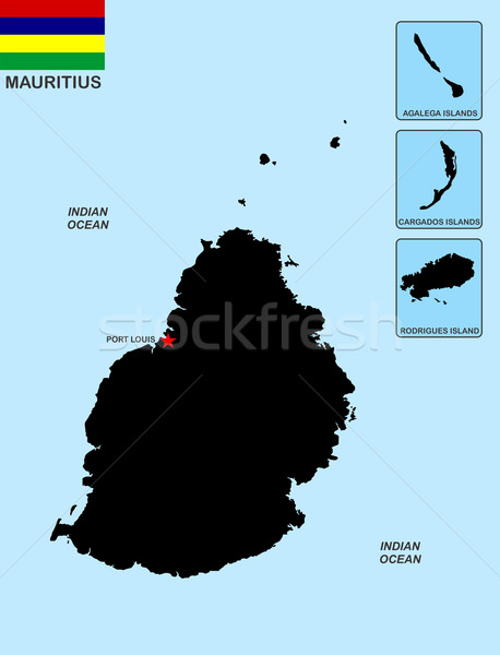 Mauritius mappa grande dimensioni nero bandiera Foto d'archivio © tony4urban