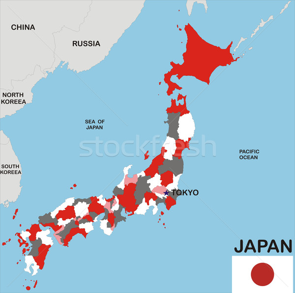 Япония карта политический стране Токио Сток-фото © tony4urban