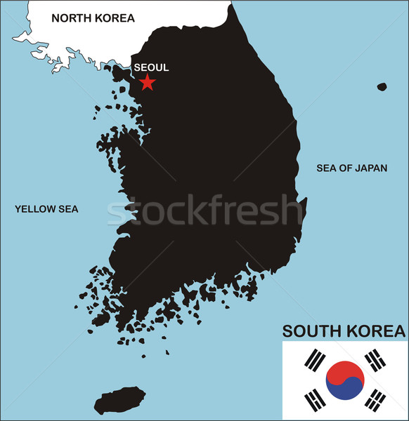 Coreea de Sud hartă politic ţară vecinii Imagine de stoc © tony4urban