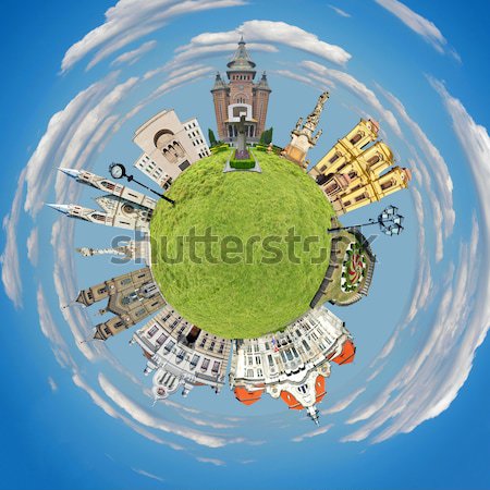 Foto stock: Minúsculo · planeta · ciudad