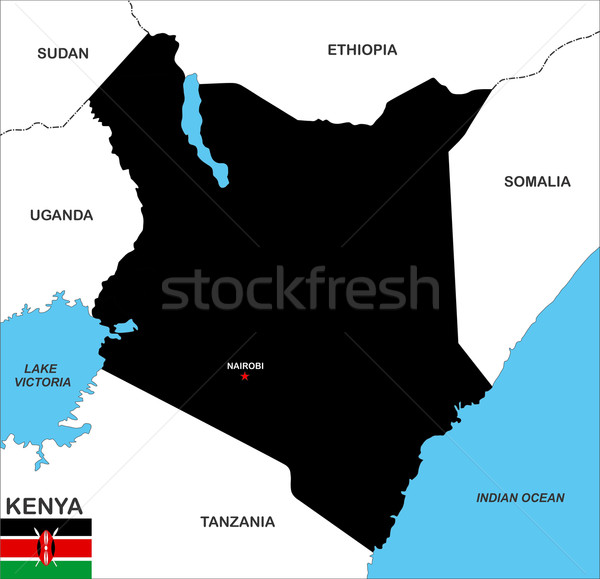 Kenia hartă mare dimensiune ţară negru Imagine de stoc © tony4urban