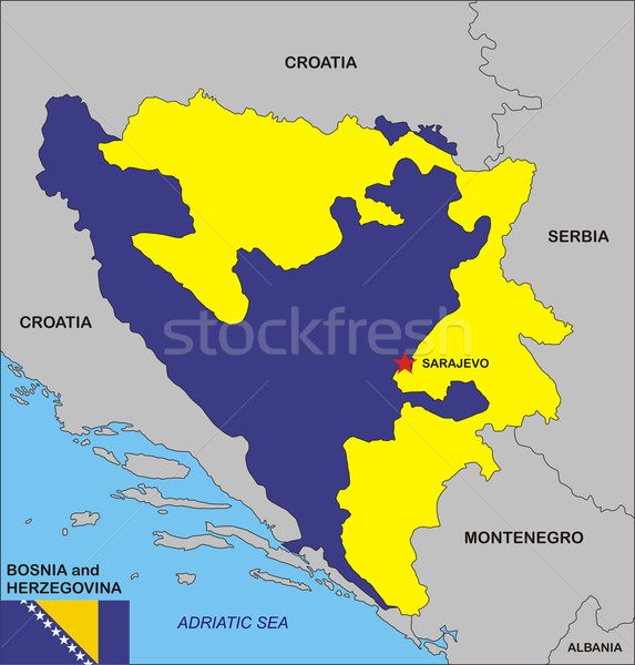 Bosnien-Herzegowina Karte politischen Land Flagge Illustration Stock foto © tony4urban