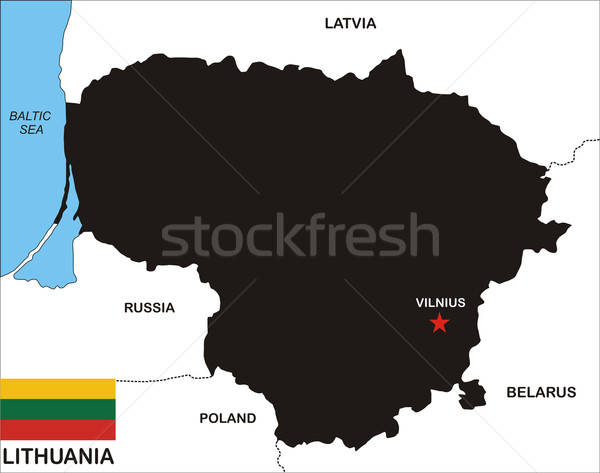 Foto stock: Lituania · mapa · político · país · bandera · ilustración