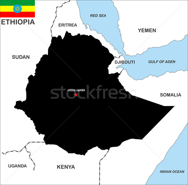Etiópia mapa grande tamanho país preto Foto stock © tony4urban