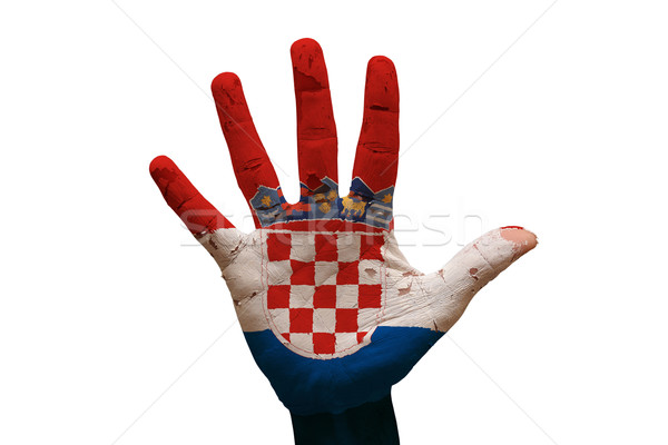 Dłoni banderą Chorwacja człowiek strony malowany Zdjęcia stock © tony4urban