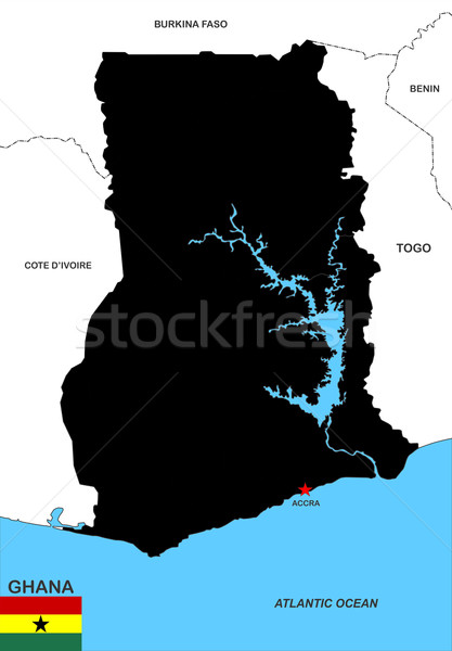 Ghana mappa grande dimensioni nero illustrazione Foto d'archivio © tony4urban