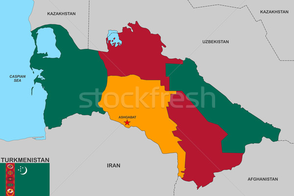 Türkmenistan harita büyük boyut siyasi bayrak Stok fotoğraf © tony4urban