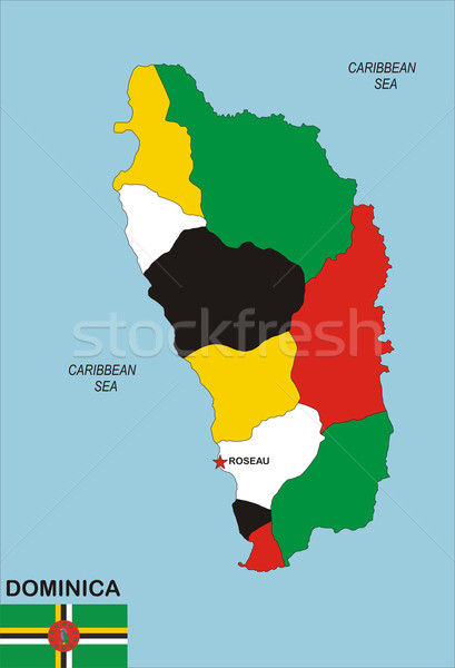 Dominica mapa político país bandeira ilustração Foto stock © tony4urban