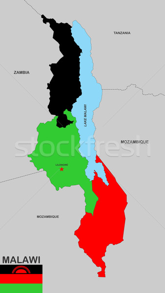 Malawi térkép nagy méret politikai zászló Stock fotó © tony4urban