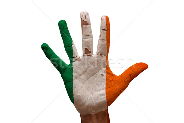 Dłoni banderą Irlandia człowiek strony malowany Zdjęcia stock © tony4urban