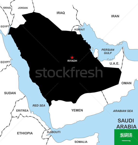 Szaúd-Arábia térkép nagy méret fekete zászló Stock fotó © tony4urban