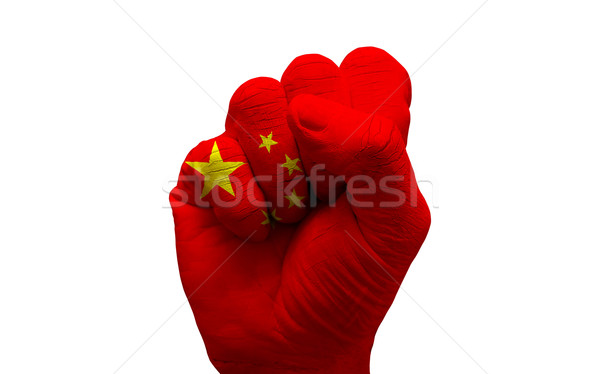 ököl zászló férfi kéz festett szövetség Stock fotó © tony4urban