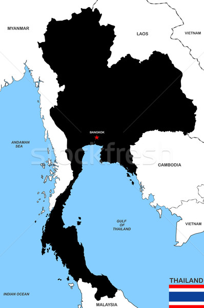 Thailand Karte groß Größe Land schwarz Stock foto © tony4urban