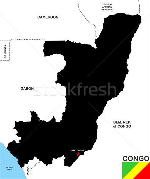 Сток-фото: Конго · республика · карта · большой · размер · черный