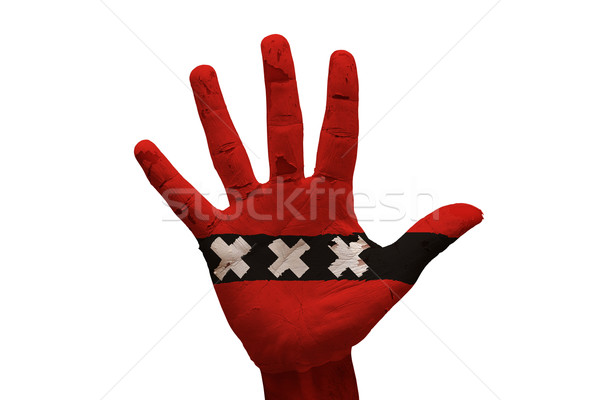 Dłoni banderą Amsterdam człowiek strony malowany Zdjęcia stock © tony4urban