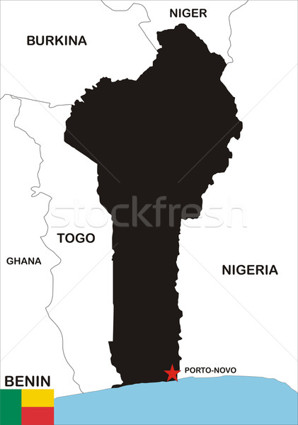 Benin Pokaż polityczny kraju banderą ilustracja Zdjęcia stock © tony4urban