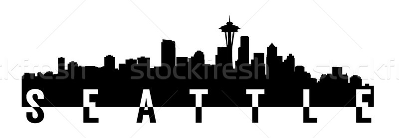 Stockfoto: Seattle · groot · maat · silhouet · tekst