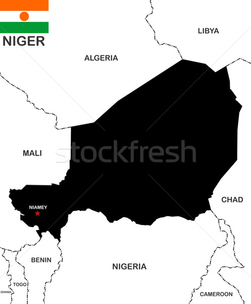 Niger Karte groß Größe schwarz Illustration Stock foto © tony4urban