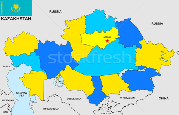 Kazakistan harita büyük boyut siyasi bayrak Stok fotoğraf © tony4urban