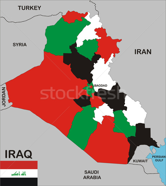 Irak carte politique pays voisins Photo stock © tony4urban