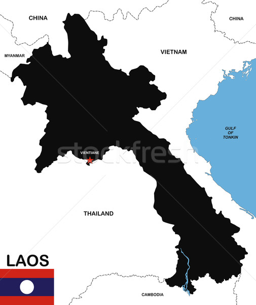 Laos mapa grande tamanho preto bandeira Foto stock © tony4urban