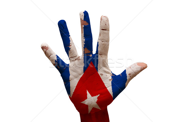 Сток-фото: Palm · флаг · Куба · человека · стороны · окрашенный