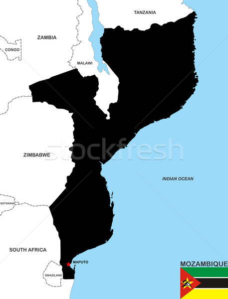 Mozambique carte grand taille pays noir [[stock_photo]] © tony4urban