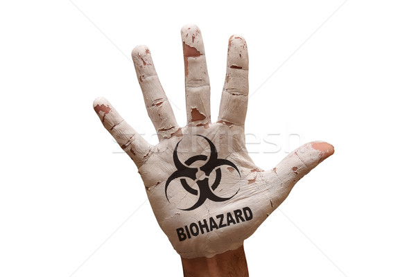 Stockfoto: Palm · man · hand · geschilderd · voorzichtigheid