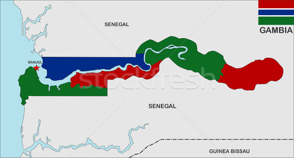 Gambia térkép nagy méret vidék politikai Stock fotó © tony4urban