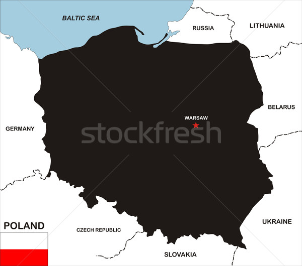Lengyelország térkép nagy méret fekete zászló Stock fotó © tony4urban