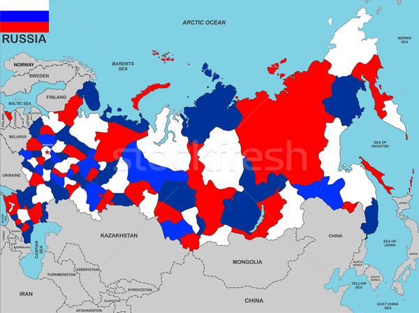 Rússia mapa grande tamanho político bandeira Foto stock © tony4urban