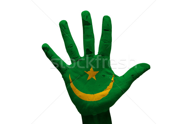 Palm флаг Мавритания человека стороны кулаком Сток-фото © tony4urban