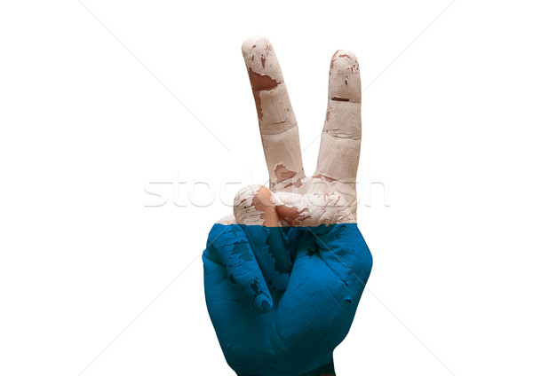 Kéz készít felirat grunge zászló festett Stock fotó © tony4urban