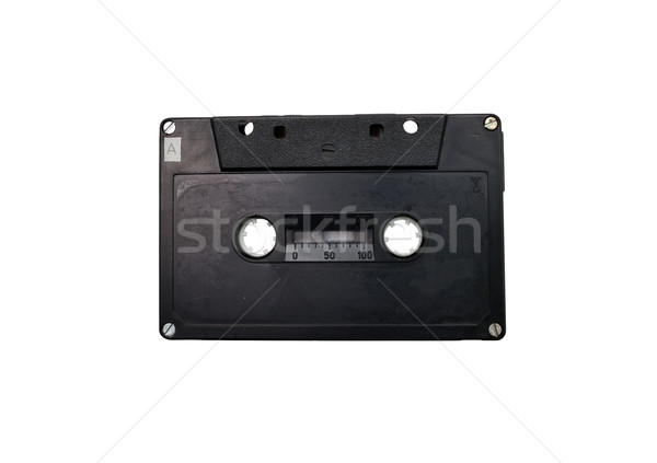 Zwarte audio tape retro label witte Stockfoto © tony4urban