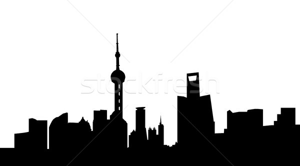 Shanghai grand taille silhouette [[stock_photo]] © tony4urban