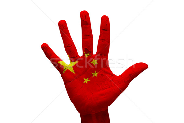 Foto stock: Palma · bandeira · China · homem · mão · pintado