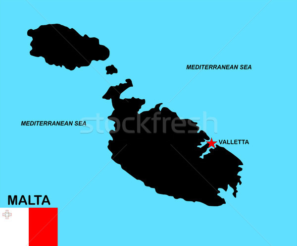 Malta mappa grande dimensioni nero bandiera Foto d'archivio © tony4urban
