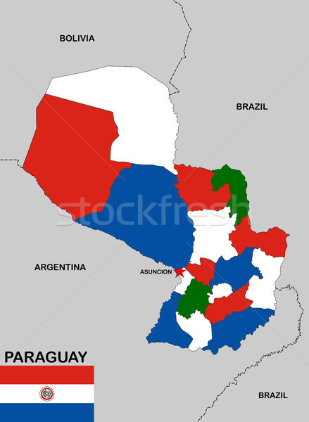パラグアイ 地図 ビッグ サイズ 政治的 フラグ ストックフォト © tony4urban