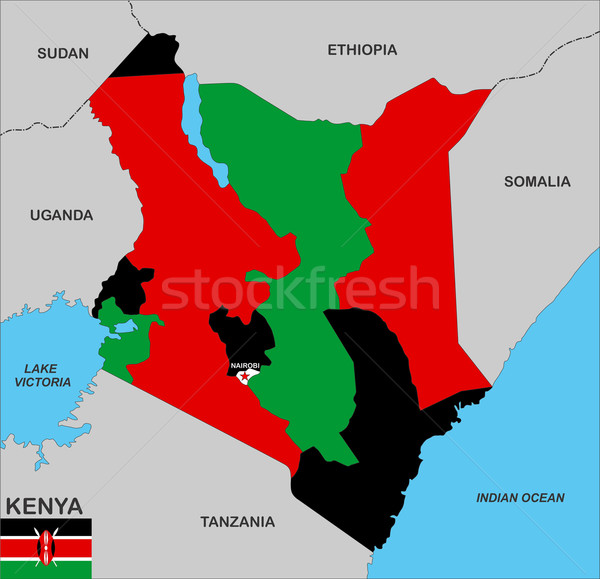 Kenia Pokaż duży rozmiar kraju polityczny Zdjęcia stock © tony4urban