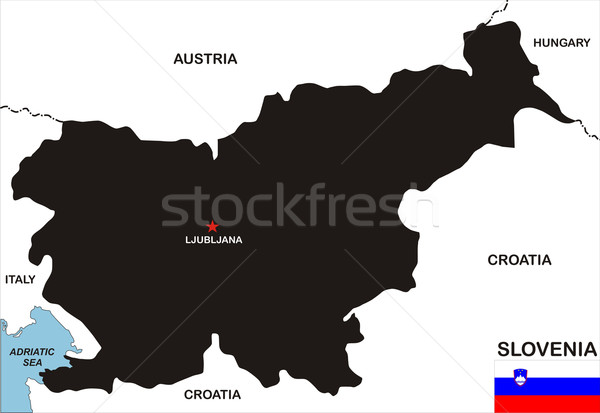 Szlovénia térkép nagy méret fekete zászló Stock fotó © tony4urban