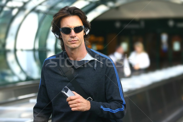 Stock photo: man is waiting for his flight