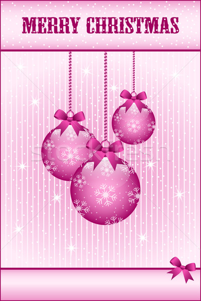 Rose pink christmas balls and bows Stock photo © toots