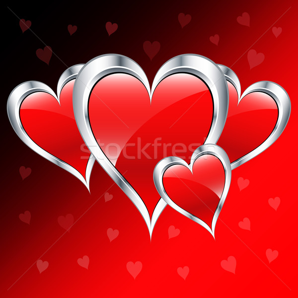 Valentine dia amor corações prata vermelho Foto stock © toots