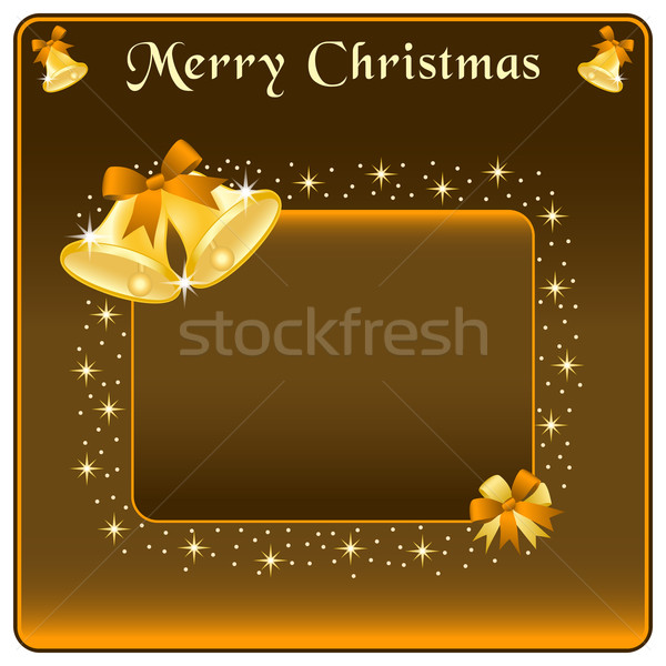 Stockfoto: Christmas · goud · boeg · bruin · sterren · exemplaar · ruimte